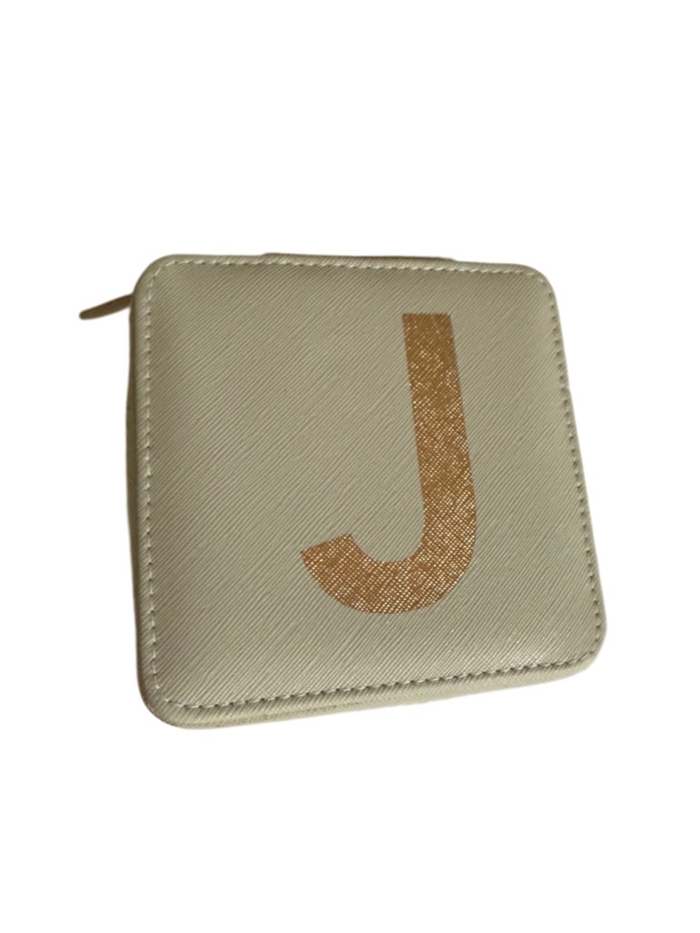 Initial J Travel Jewelry Case with Rose Gold Letter
